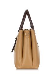 Beige imitation leather shopper bag TOREC-0892-81(W24)-04