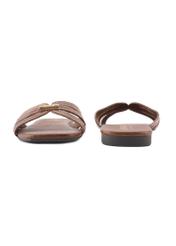 Women's camel flip-flops with stitching BUTYD-1223-1D(W26), front and back view of the product on a white background.