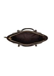 Brown women's shopper bag with monogram TOREC-1291-1I(Z26), product view from above on a white background.