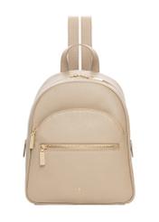 Beige leather women's backpack TORES-1345-1B(Z26). Front view on a white background.