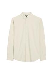 Beige men's cotton shirt KOSMT-0356-1A(W26) - front product view, on white background.