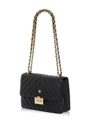 Black quilted women's handbag TOREC-0528D-99(Z25) - diagonal view of the product on a white background.