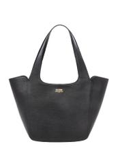 Women's leather black shopper bag TORES-1340-9I(Z26), front product view on white background.