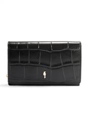 Medium croco leather women's wallet PORES-0907A-97(Z25), front product view on white background.