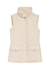 Light beige quilted women's vest KAMDT-0036-0B(W26) - front product view, on white background.