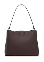 Brown women's shoulder bag TOREC-1297-1I(Z26), product view from the back on a white background.