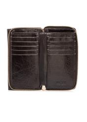 Dark brown leather women's wallet PORES-0987-1I(W26), product view inside on white background.