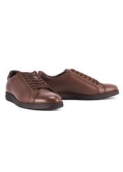 Brown men's leather shoes BUTYM-0513-89(Z25) - side view of a pair of shoes on a white background.