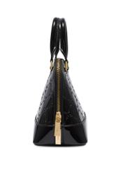 Black women's handbag with gloss TOREC-1110-99(Z25), product view from the side on a white background.