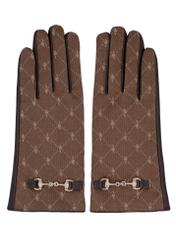 Brown women's leather gloves REKDS-0107-1I(Z26), product view from above, on white background.