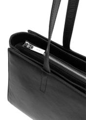 Black leather women's laptop bag TORES-1343-99(Z26) - close-up detail, on white background.