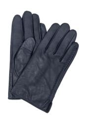 Navy blue men's leather gloves REKMS-0001A-7D(Z26) - diagonal product view on a white background.