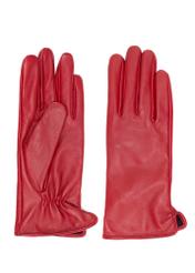 Women's red leather gloves REKDS-0001A-42(Z25), front product view on white background.