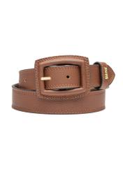 Brown leather women's belt PASDS-0272-1D(W26), front product view on white background.