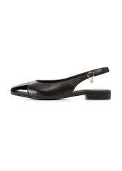 Black leather ballet flats BUTYD-1052A-99(W26), side view of the product on a white background.