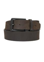 Brown men's suede belt PASMS-0281-1I(W26) - front product view, on white background.