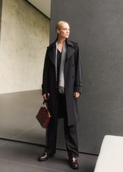 Black women's coat with insulation KURDT-0610-99(Z25)