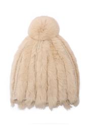 Cream women's fur hat CZADF-0034-16(Z26), front view of the product on a white background.