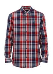 Men's red plaid shirt KOSMT-0312-15(Z23)-04