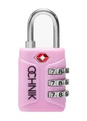 Pink TSA combination padlock AW-015-0003-34(W25), front product view on white background.