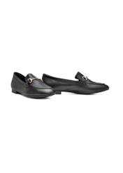 Women's leather black moccasins BUTYD-0916A-99(W26), diagonal product view on a white background.