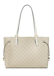 Cream shopper bag with monogram TOREC-1029-0P(W26) - back view of the product on a white background.