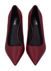 Red leather women's high heels BUTYD-1131A-4B(W26), front product view on white background.