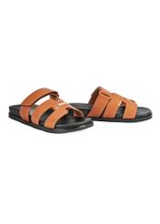 Brown leather women's flip-flops BUTYD-1162-24(W25), product visible diagonally on a white background.