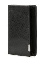 Black men's leather wallet with PORMS-0665-99(Z25) logo, diagonal product view on white background.