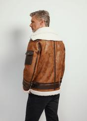 Brown men's sheepskin coat KOZMP-0005-89(Z24)-03