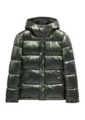 Men's green quilted jacket with hood KURMT-0340-8B(Z26)