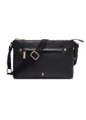 Black women's handbag made of natural pea leather TORES-1424-9I(Z26), front product view on a white background.