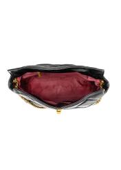 Black quilted women's handbag TOREC-1058-99(Z25), view of the inside of the product on a white background.