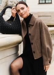 Women's short wool coat PLADT-0067-82(Z25)