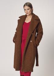 Women's long brown coat FUTDP-0010-89(Z21)-01