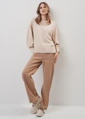 Cotton beige women's basic sweater SWEDT-0199-81(Z23)-02
