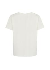 Mleczny T-shirt damski z aplikacją TSHDT-0092-12(W22)-04