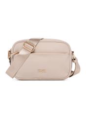 Light pink nylon women's messenger bag TOREN-0309-5A(W26), front product view on white background.