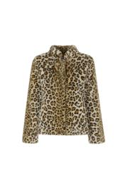 Women's short fur coat in leopard print artificial FUTDT-0043-86(Z20)-01