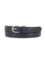 Black leather women's belt PASDS-0344-99(Z26), front product view on white background.