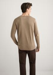 Men's beige cotton sweater SWEMT-0100-1K(W26), product view from the back on the model, half of the silhouette visible.