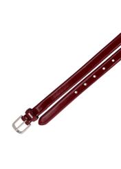 Dark red leather women's belt PASDS-0300-4C(Z26), product view from above on white background.