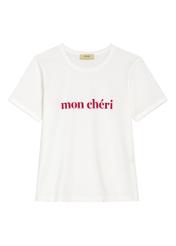 White women's T-shirt with print TSHDT-0152-0B(W26) - front product view, on white background.