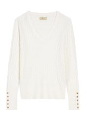 Cream women's sweater SWEDT-0212A-12(Z25), product view front on white background.