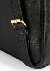 Black women's croco-style backpack TOREC-0725A-97(Z25), close-up of product detail, view on white background.