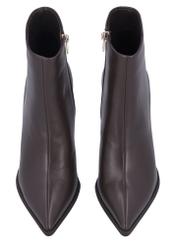 Dark brown leather high heel ankle boots BUTYD-1207-1I(Z26), front product view on white background.