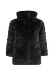 Women's short fur coat with stand-up collar FUTDF-0082-5501(Z21)-03