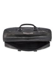 Black large leather men's bag TORMS-0489-99(W26) - product view from above, on a white background.