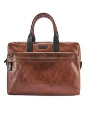 Brown leather men's bag TORMS-0488-1H(W26) - front product view, on white background.