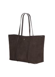Large women's leather handbag in dark brown color TORES-1397-1I(Z26), diagonal product view on a white background.